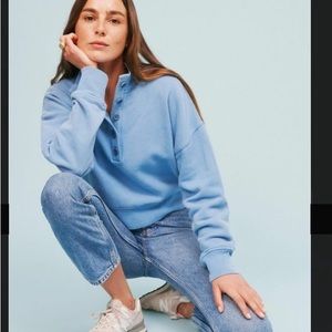 Reformation Marla button sweatshirt Parisian Blue, size small